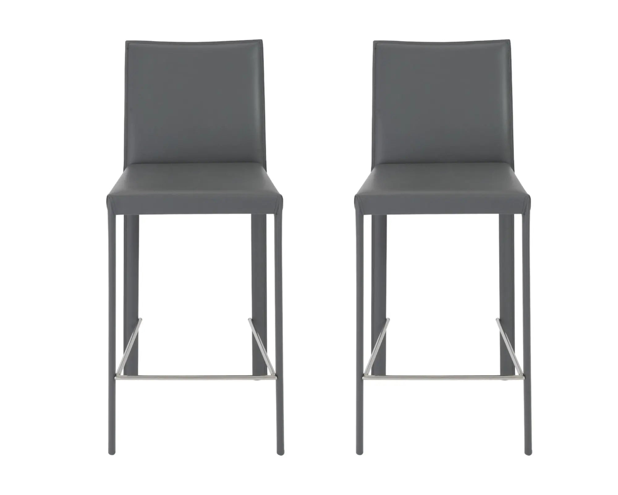 Set of Two 26" Gray Steel Low Back Counter Height Bar Chairs Homeroots Living Room