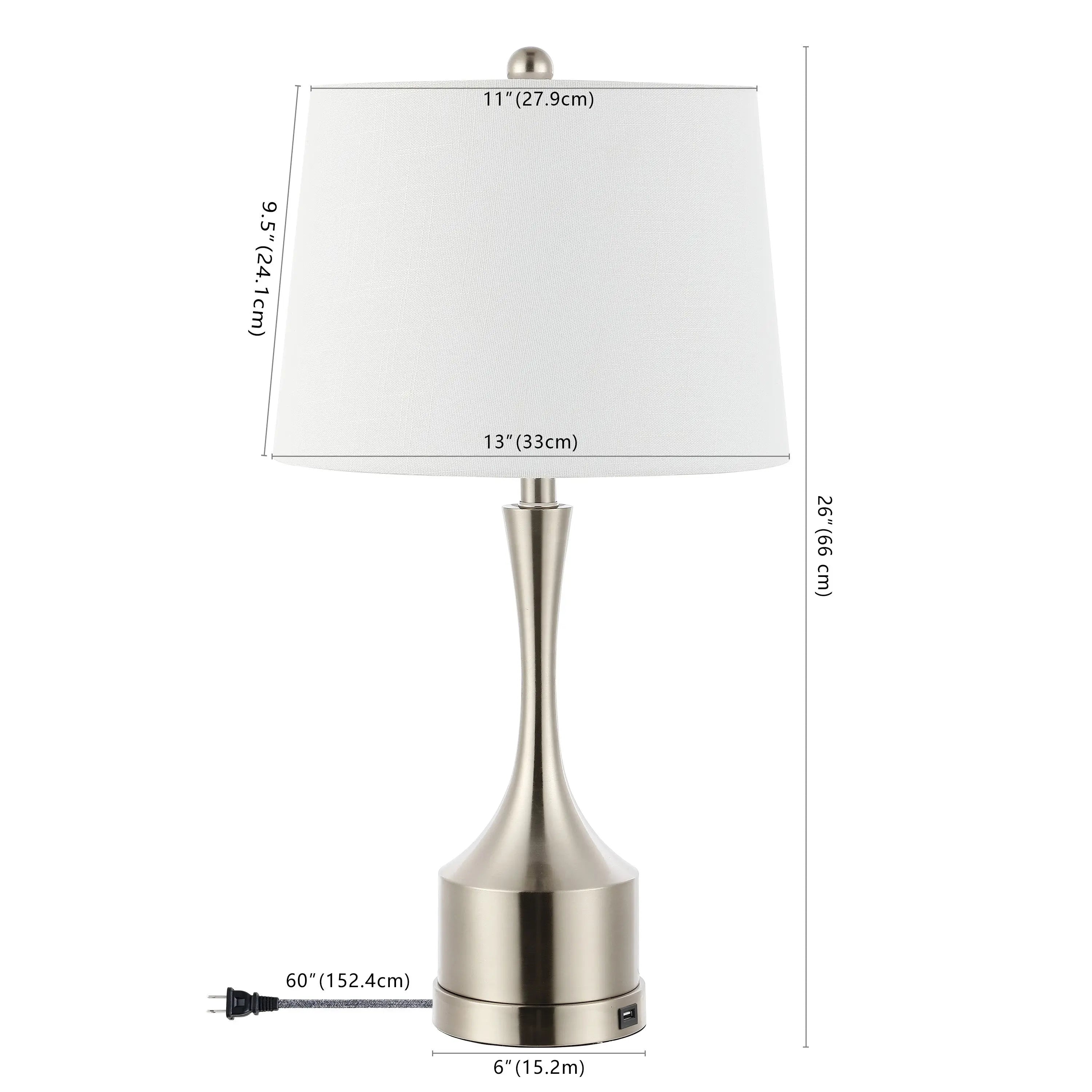 Set of Two 26" Nickel Novelty Table Lamps With Empire Shades Homeroots Lighting