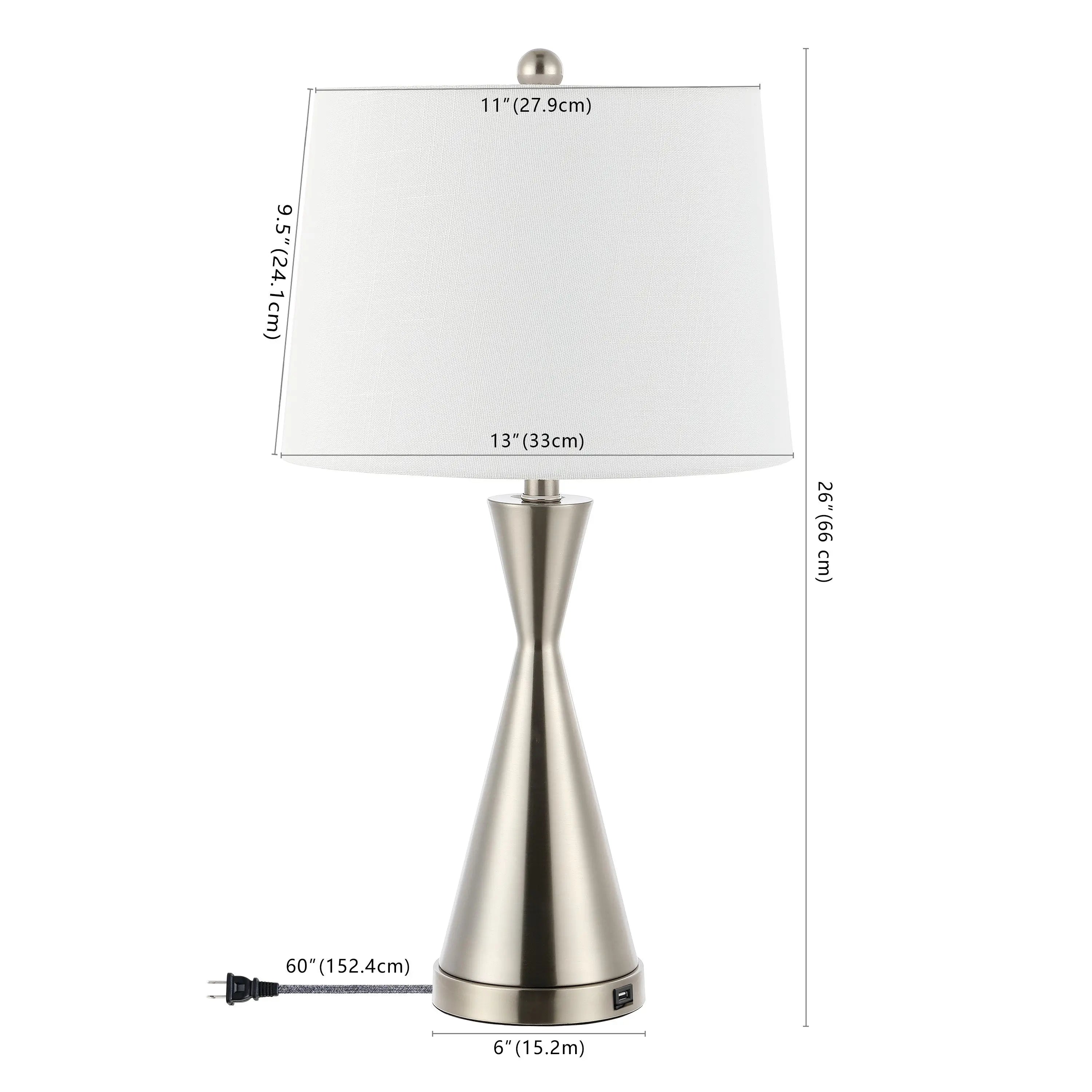 Set of Two 26" Nickel Novelty Table Lamps With Empire Shades Homeroots Lighting