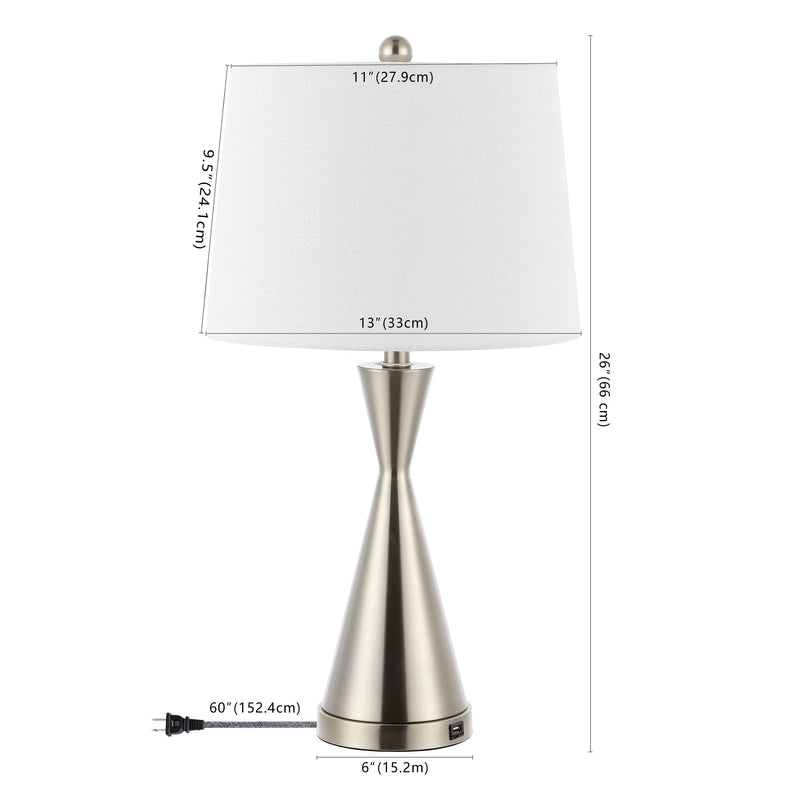 Set of Two 26" Nickel Novelty Table Lamps With Empire Shades Homeroots Lighting