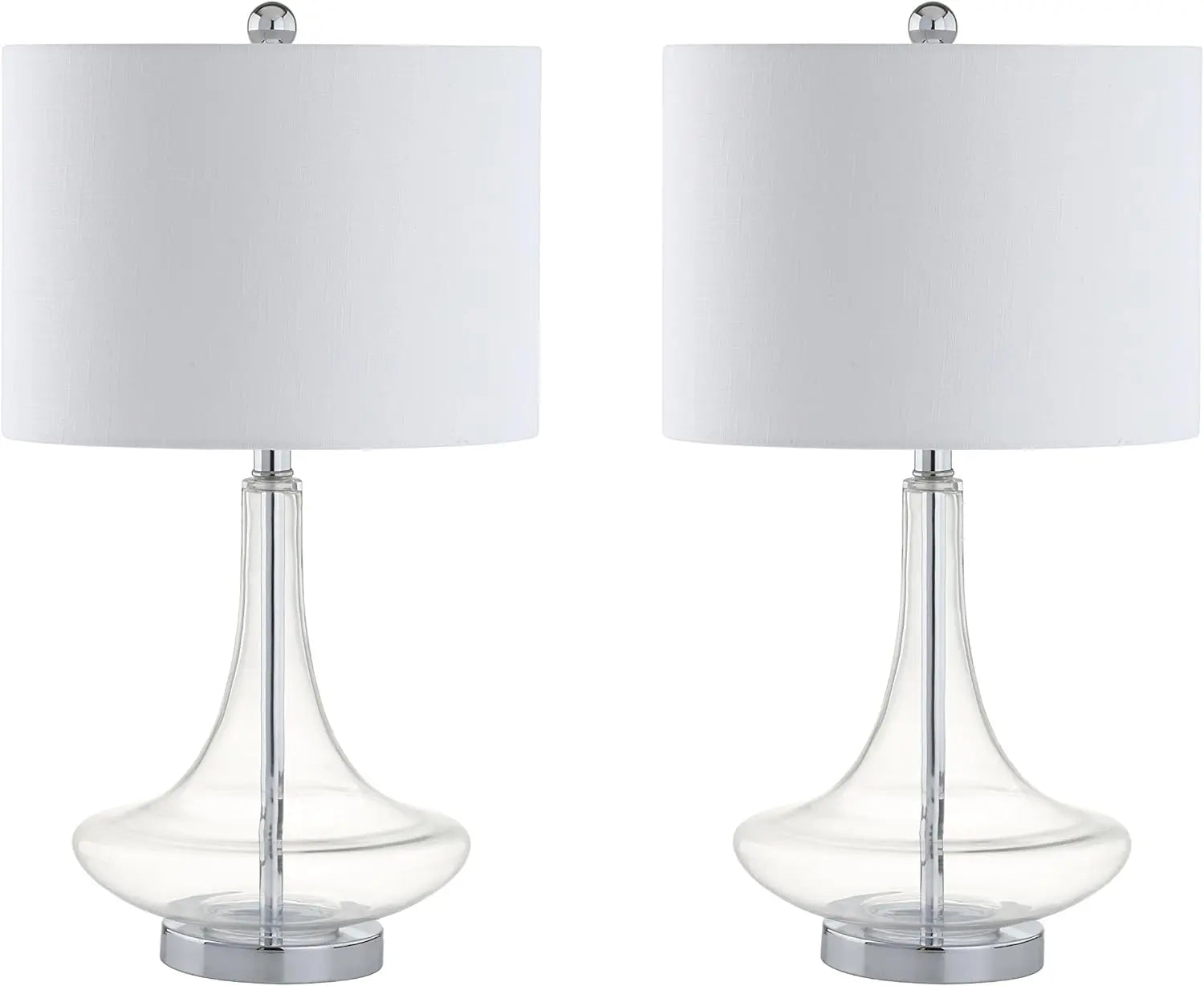 Set of Two 26" Silver Novelty Table Lamps With Drum Shades Homeroots Lighting
