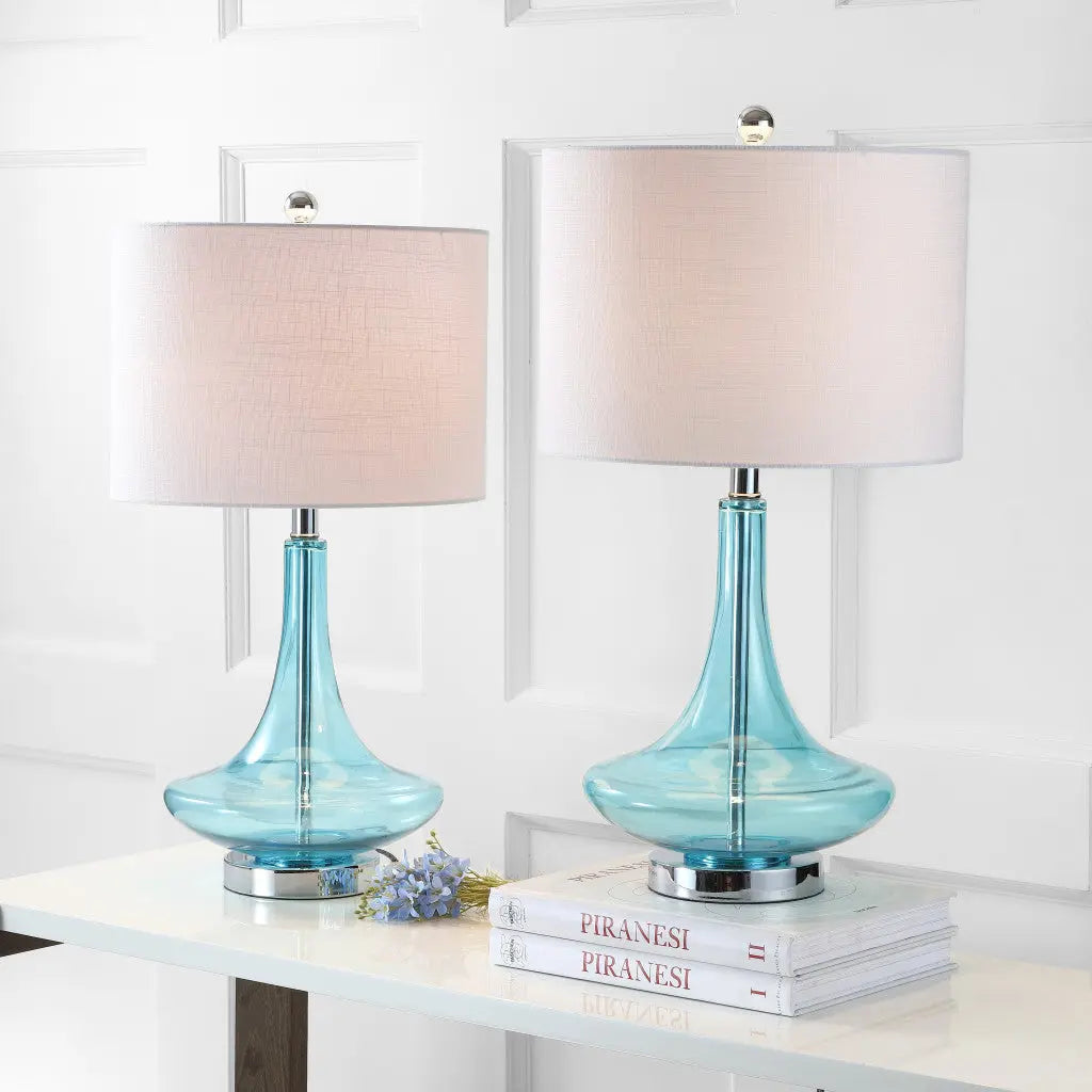 Set of Two 26" Silver Novelty Table Lamps With Drum Shades Homeroots Lighting