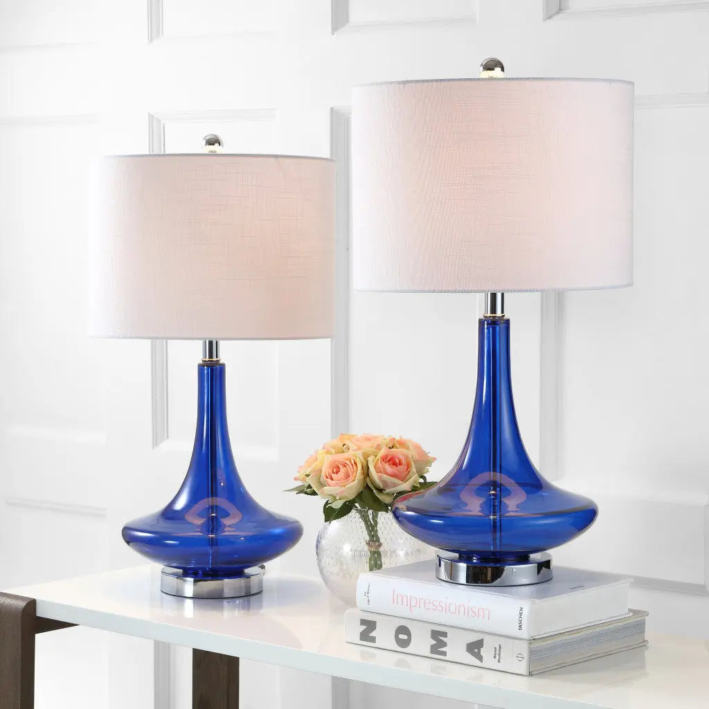 Set of Two 26" Silver Novelty Table Lamps With Drum Shades Homeroots Lighting