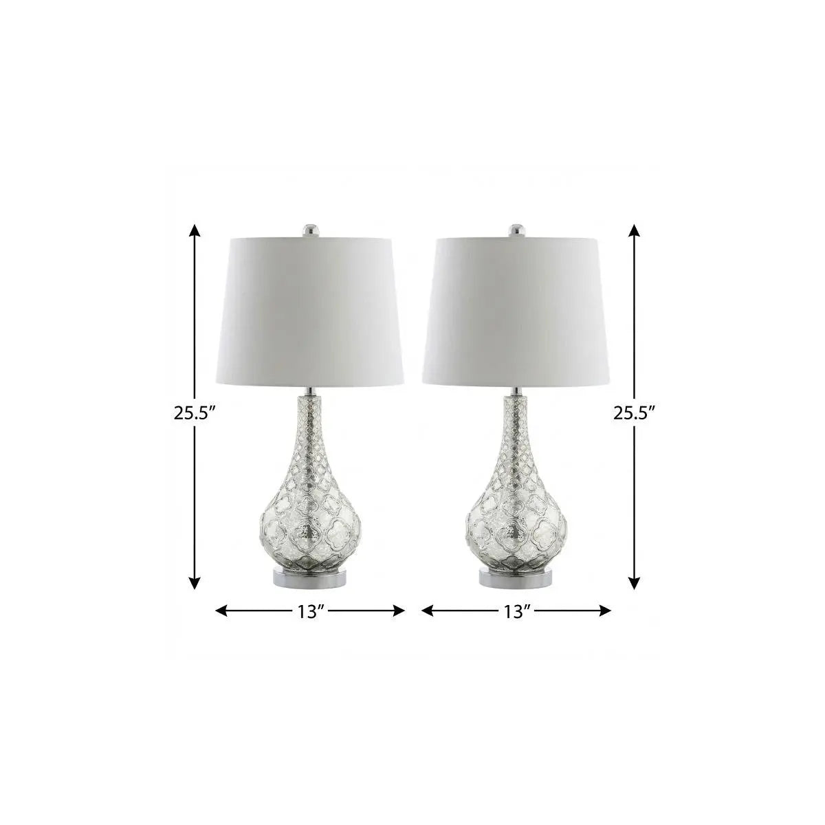 Set of Two 26" Silver Novelty Table Lamps With Drum Shades Homeroots Lighting