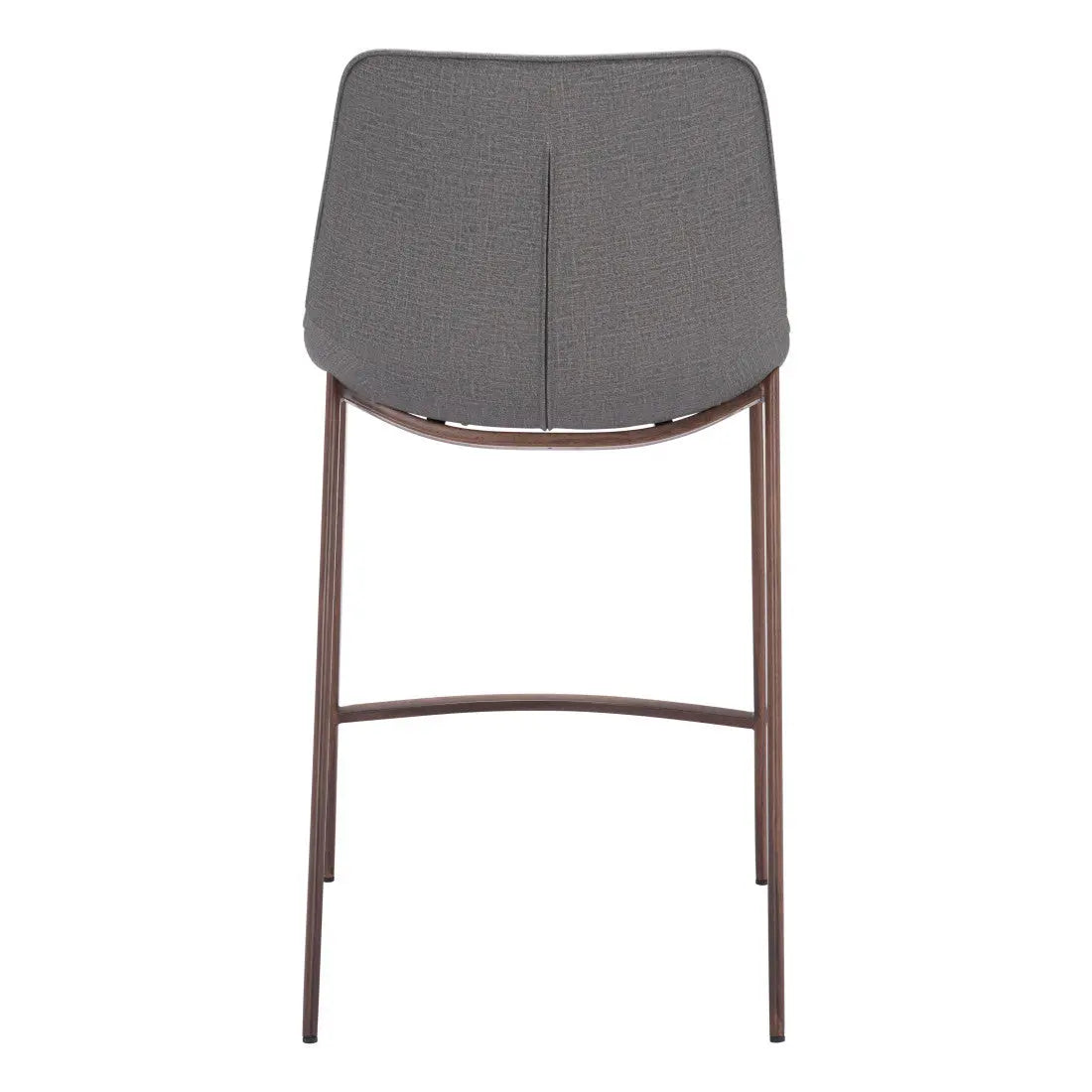 Set of Two 26" Slate Gray and Brown Faux Leather and Steel Counter Height Bar Chairs Homeroots Living Room