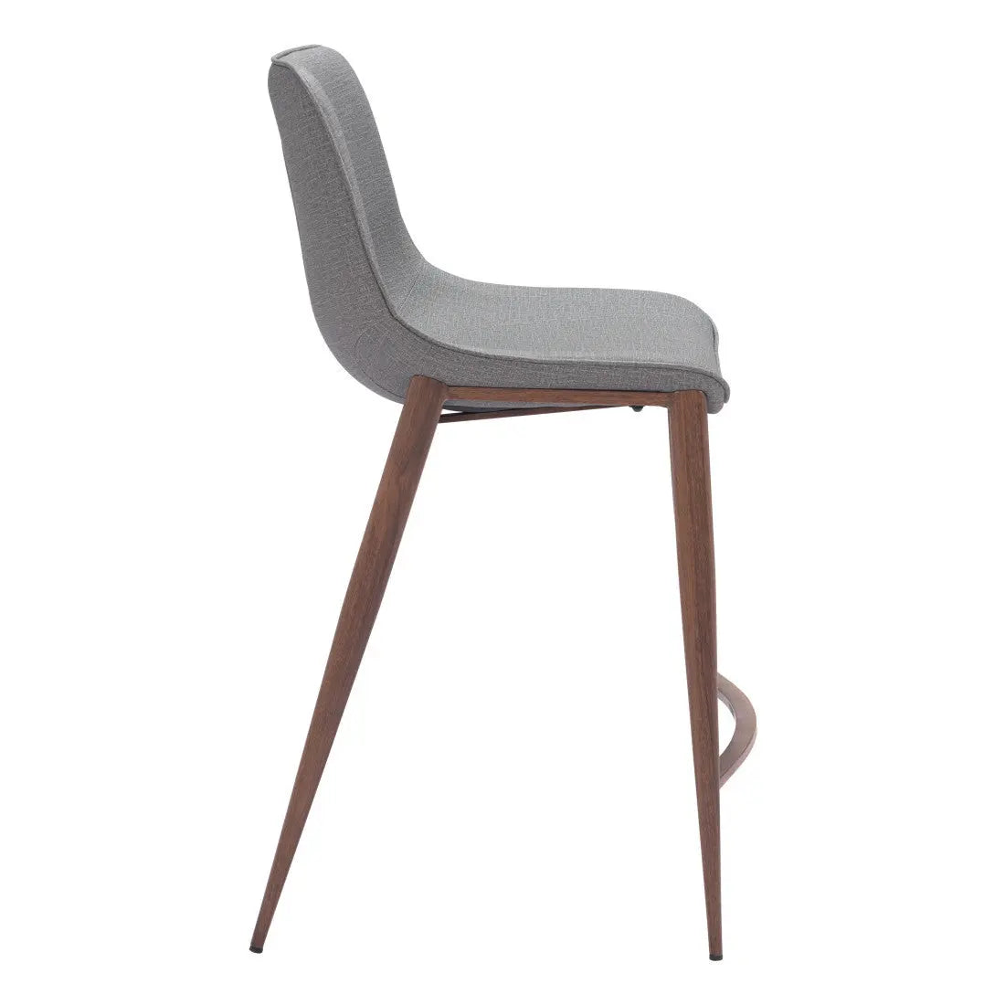 Set of Two 26" Slate Gray and Brown Faux Leather and Steel Counter Height Bar Chairs Homeroots Living Room