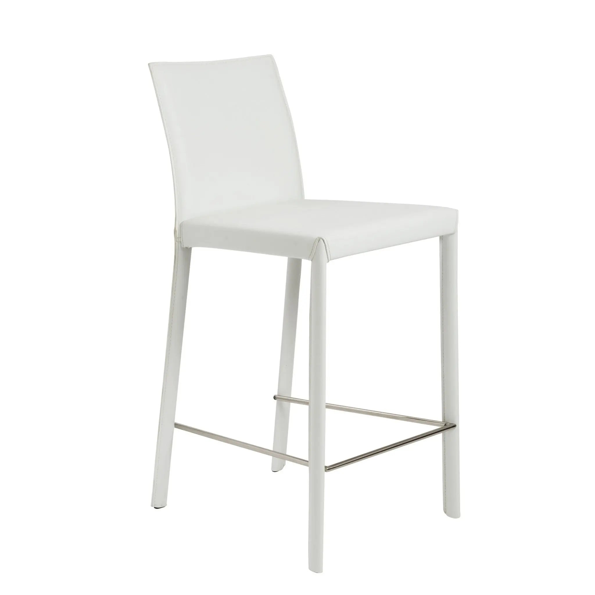 Set of Two 26" White Steel Low Back Counter Height Bar Chairs Homeroots Living Room