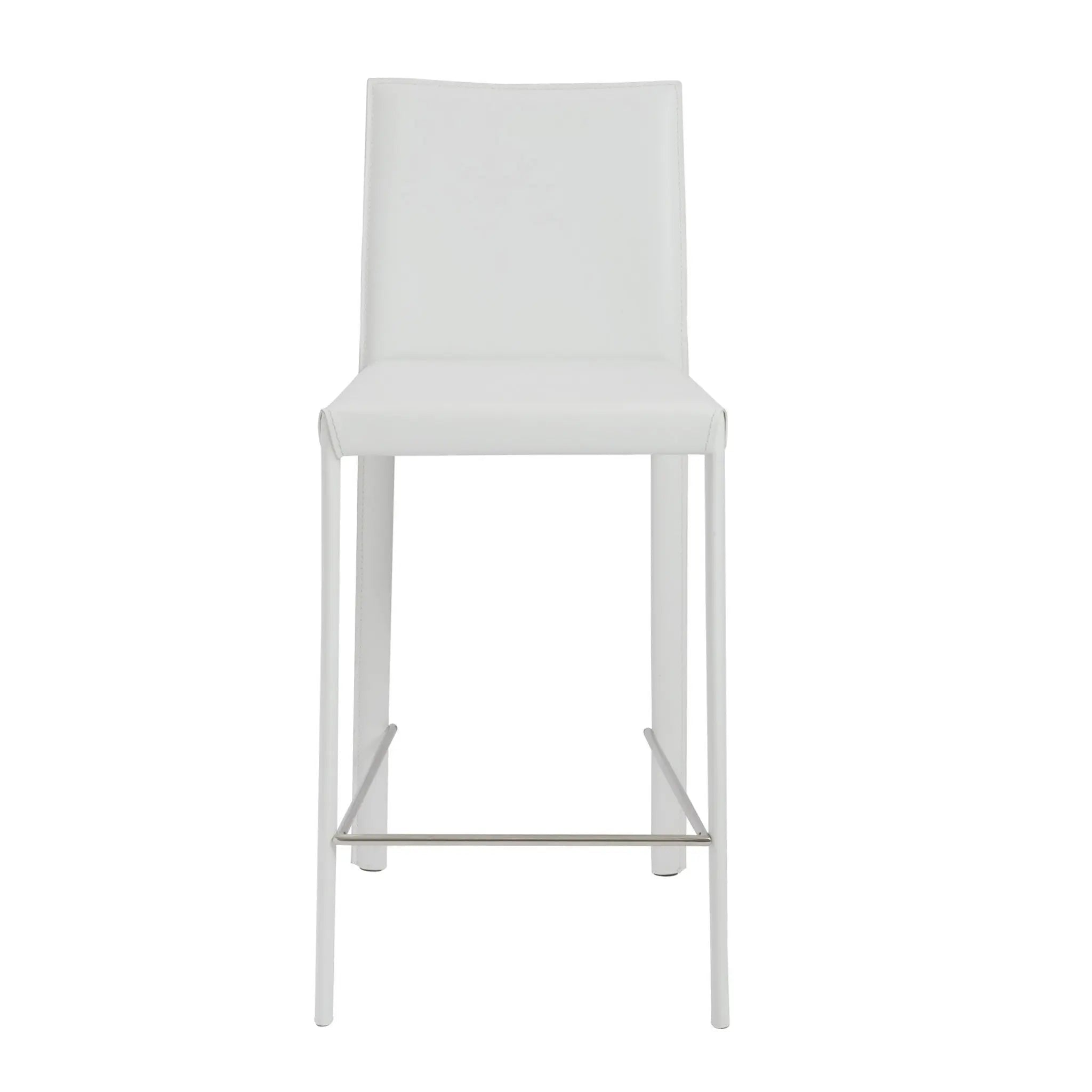 Set of Two 26" White Steel Low Back Counter Height Bar Chairs Homeroots Living Room