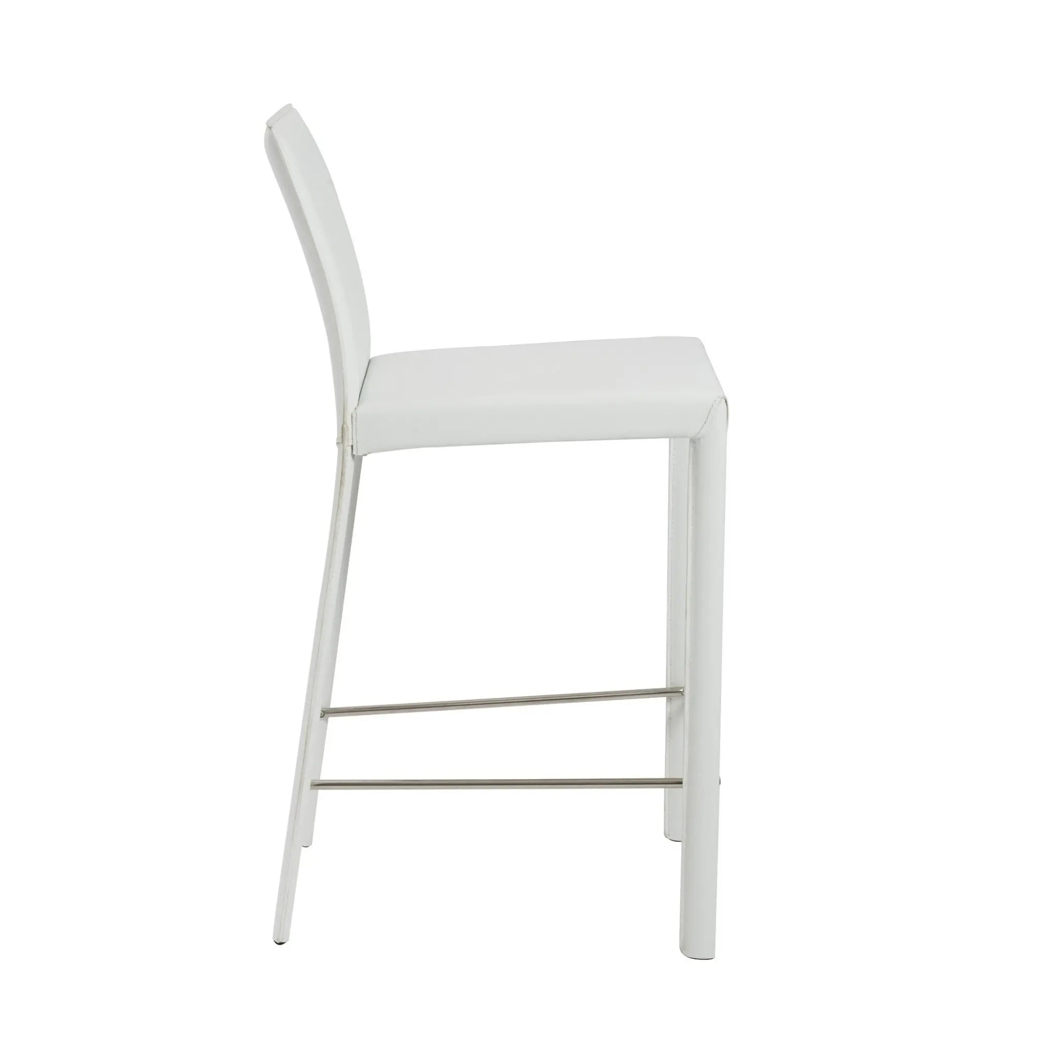 Set of Two 26" White Steel Low Back Counter Height Bar Chairs Homeroots Living Room