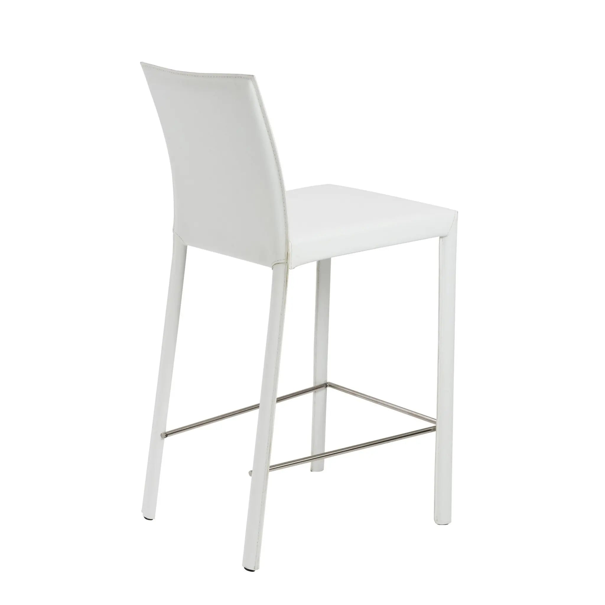 Set of Two 26" White Steel Low Back Counter Height Bar Chairs Homeroots Living Room