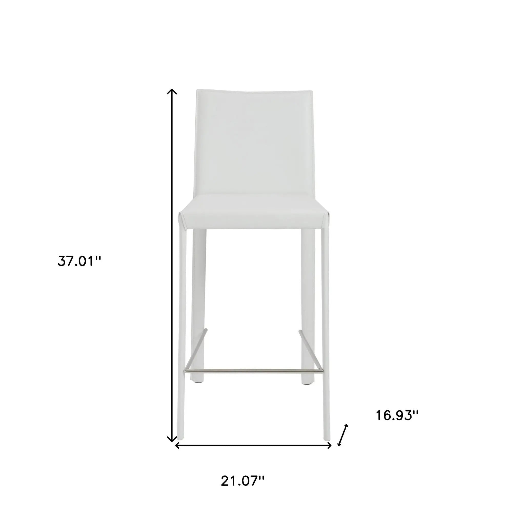 Set of Two 26" White Steel Low Back Counter Height Bar Chairs Homeroots Living Room