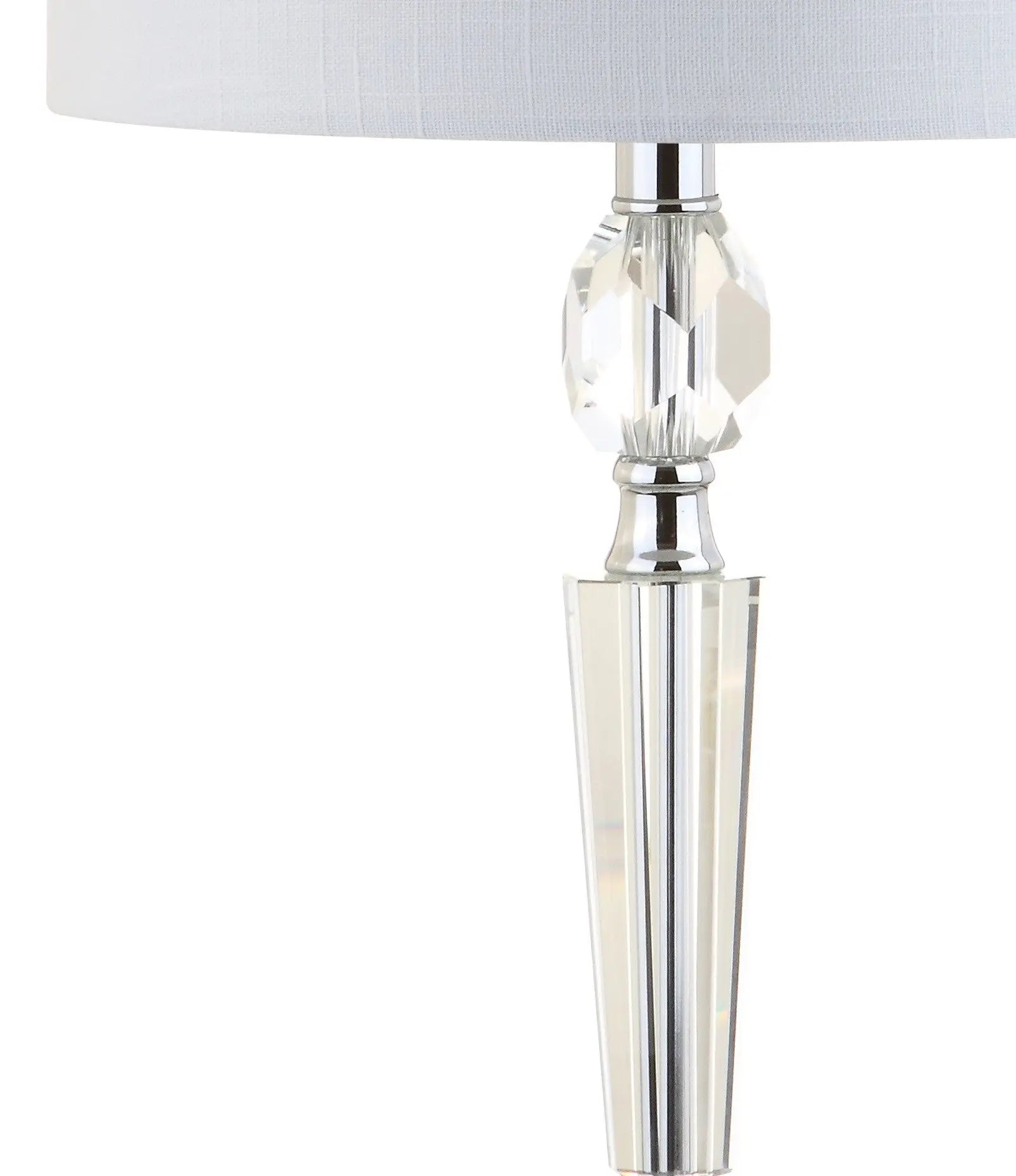 Set of Two 27" Clear And Silver Bedside Lamps With Drum Shades Homeroots Lighting