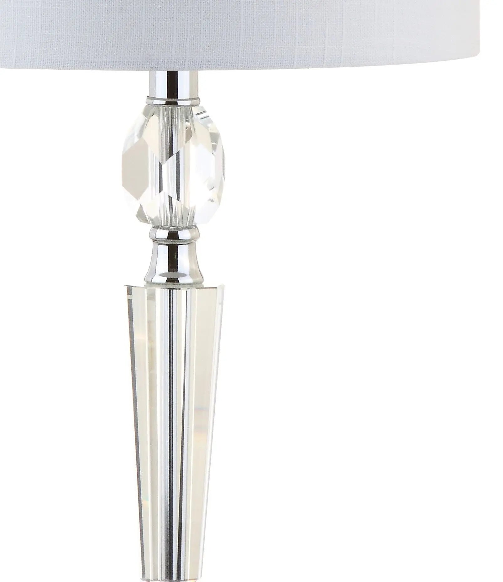 Set of Two 27" Clear And Silver Bedside Lamps With Drum Shades Homeroots Lighting