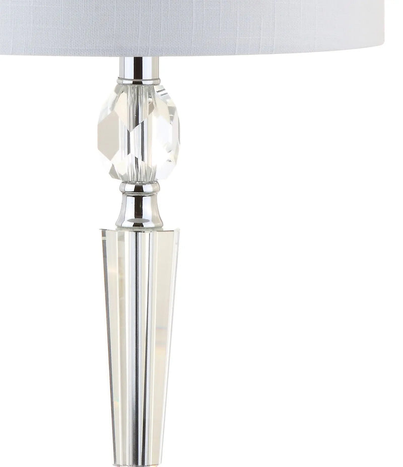 Set of Two 27" Clear And Silver Bedside Lamps With Drum Shades Homeroots Lighting
