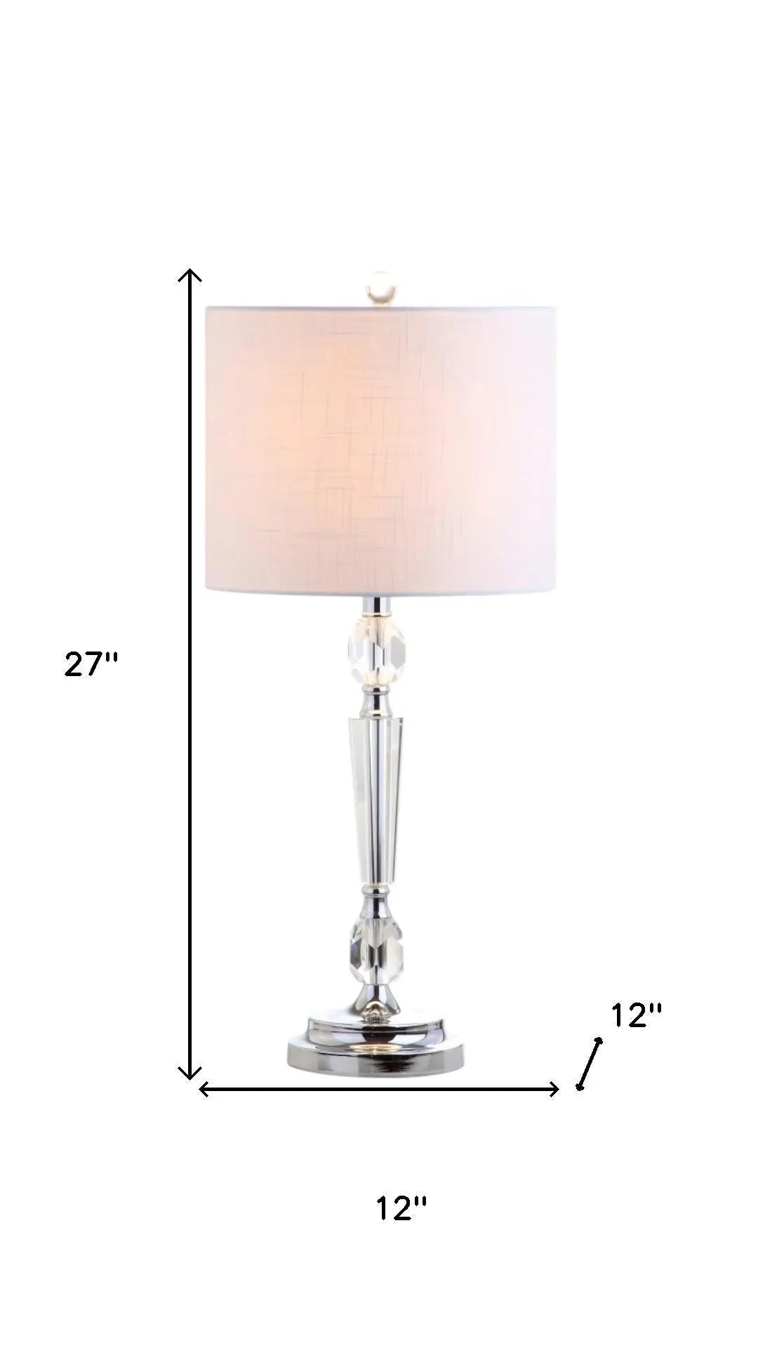 Set of Two 27" Clear And Silver Bedside Lamps With Drum Shades Homeroots Lighting