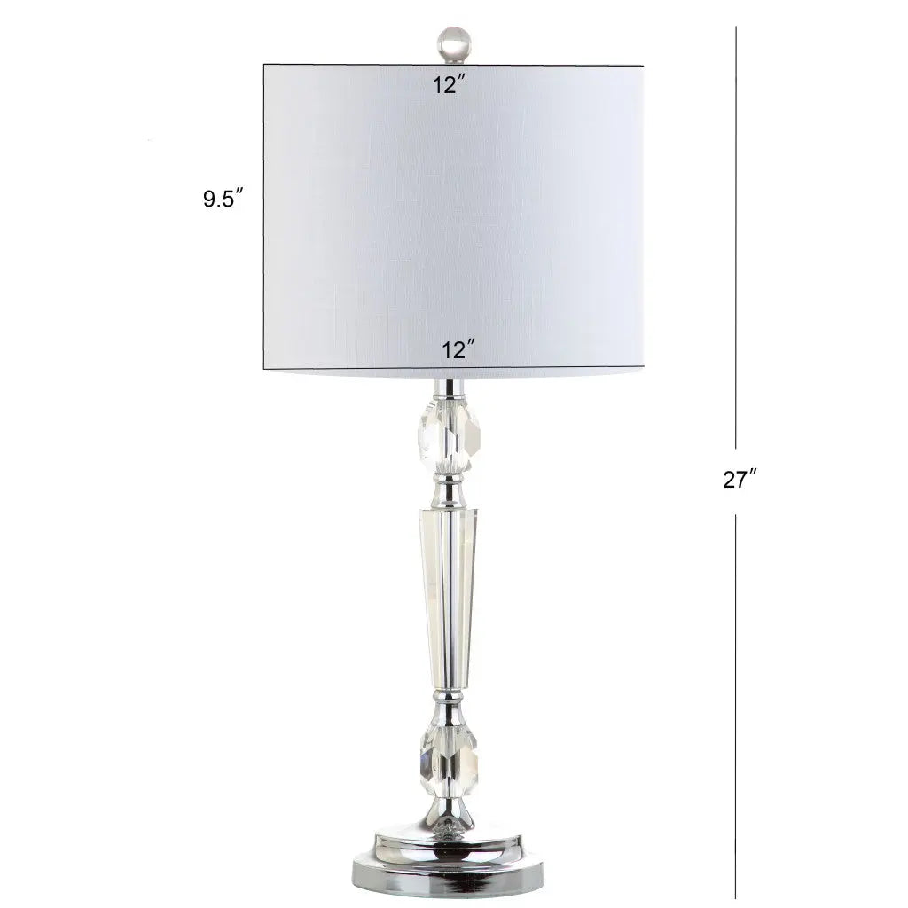 Set of Two 27" Clear And Silver Bedside Lamps With Drum Shades Homeroots Lighting