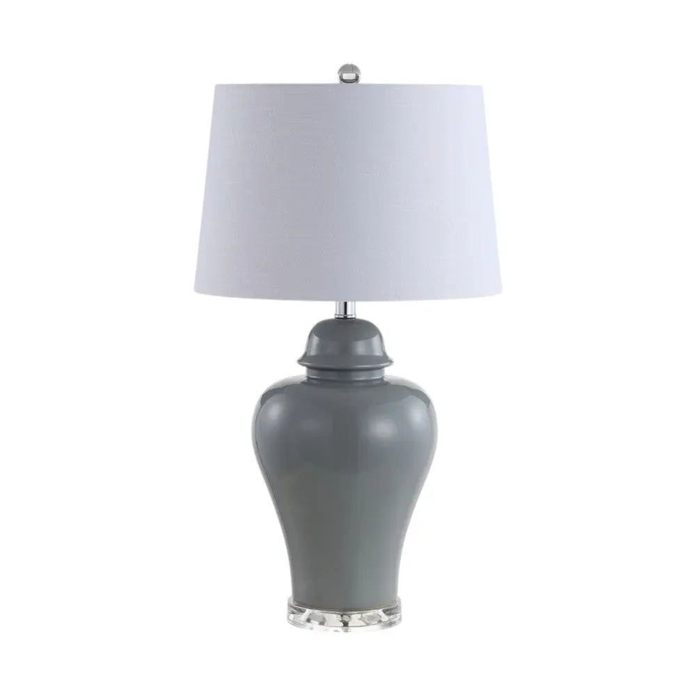 Set of Two 27" Clear Novelty Bedside Lamps With Empire Shades Homeroots Lighting