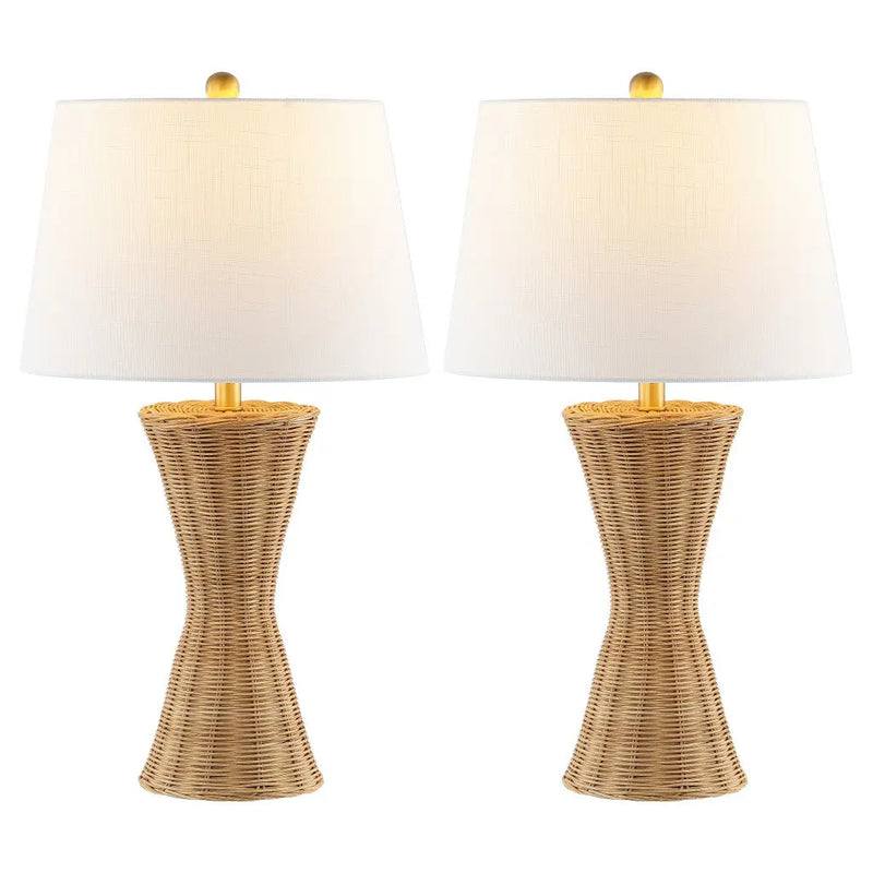 Set of Two 27" Clear Novelty Table Lamps With Empire Shades Homeroots Lighting