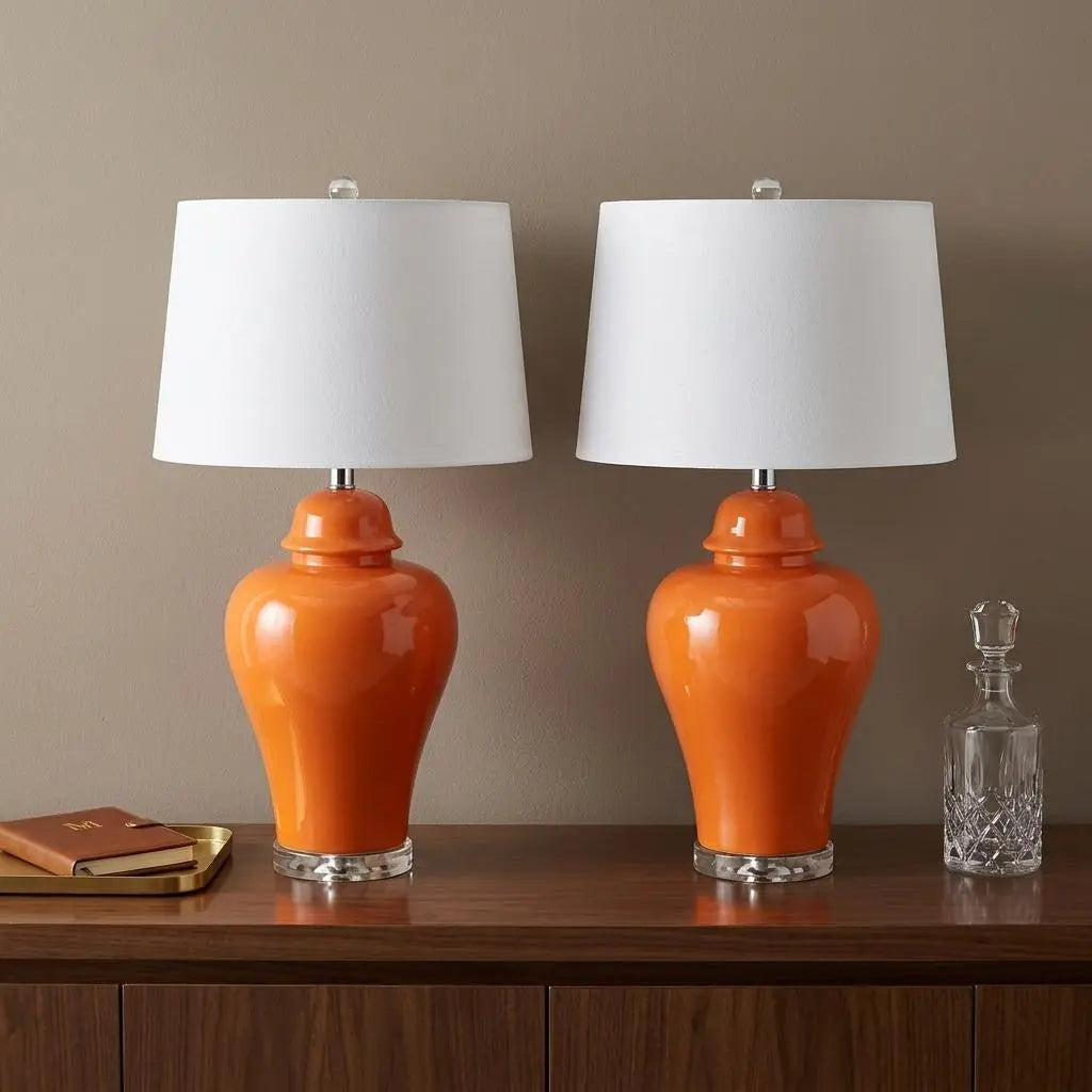 Set of Two 27" Clear Novelty Table Lamps With Globe Shades Homeroots Lighting