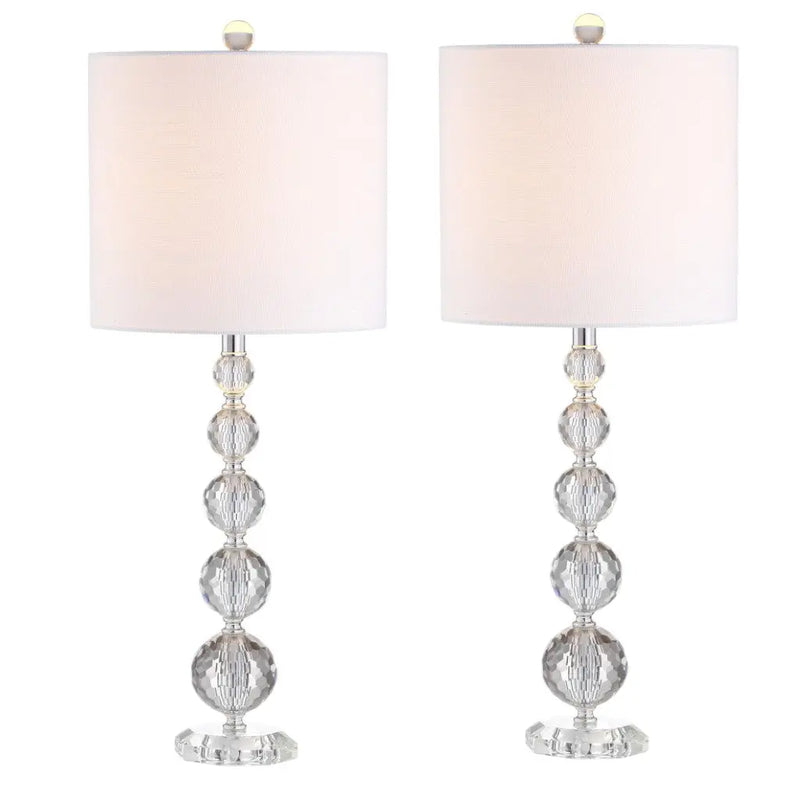 Set of Two 27" Clear Table Lamps With Drum Shades Homeroots Lighting