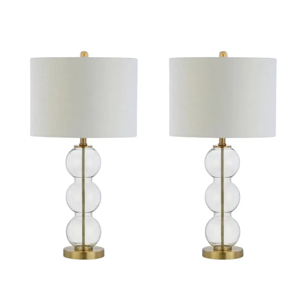 Set of Two 27" Gold Novelty Table Lamps With Drum Shades Homeroots Lighting