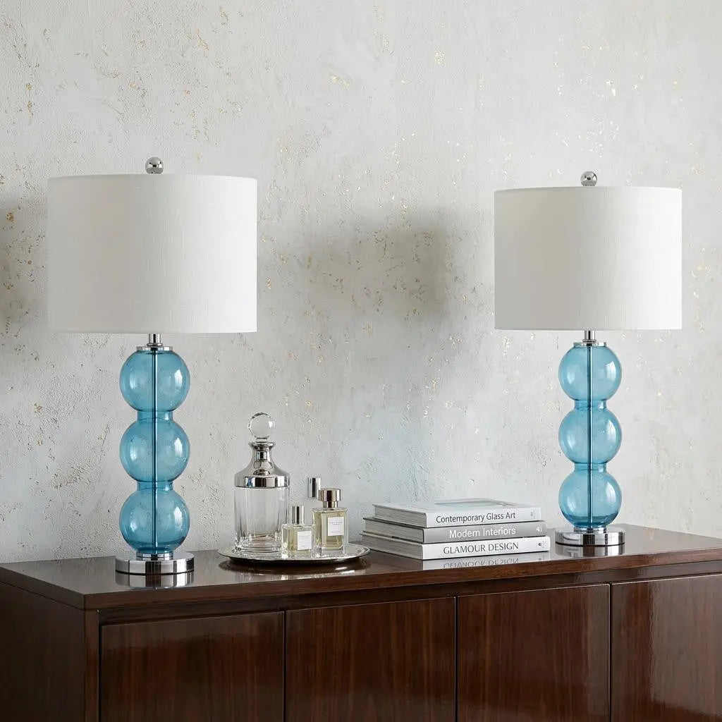 Set of Two 27" Silver Novelty Table Lamps With Drum Shades Homeroots Lighting