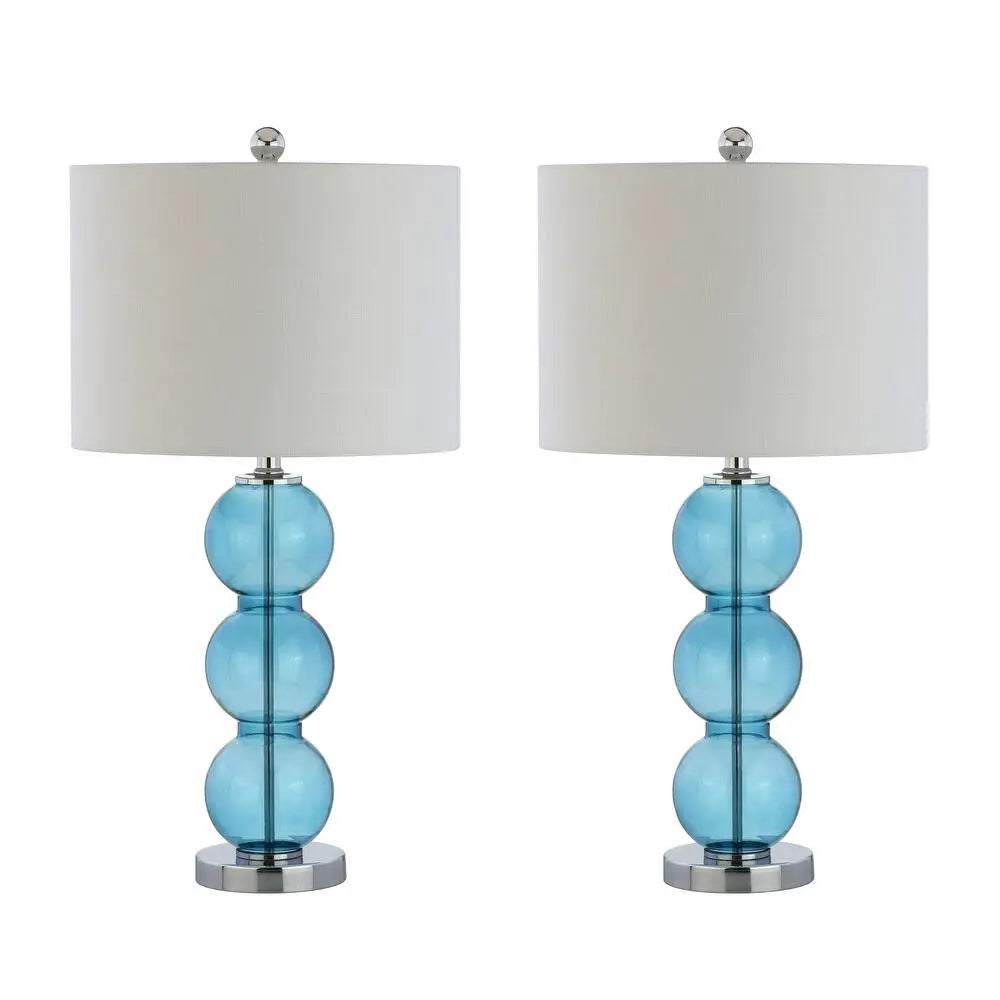 Set of Two 27" Silver Novelty Table Lamps With Drum Shades Homeroots Lighting