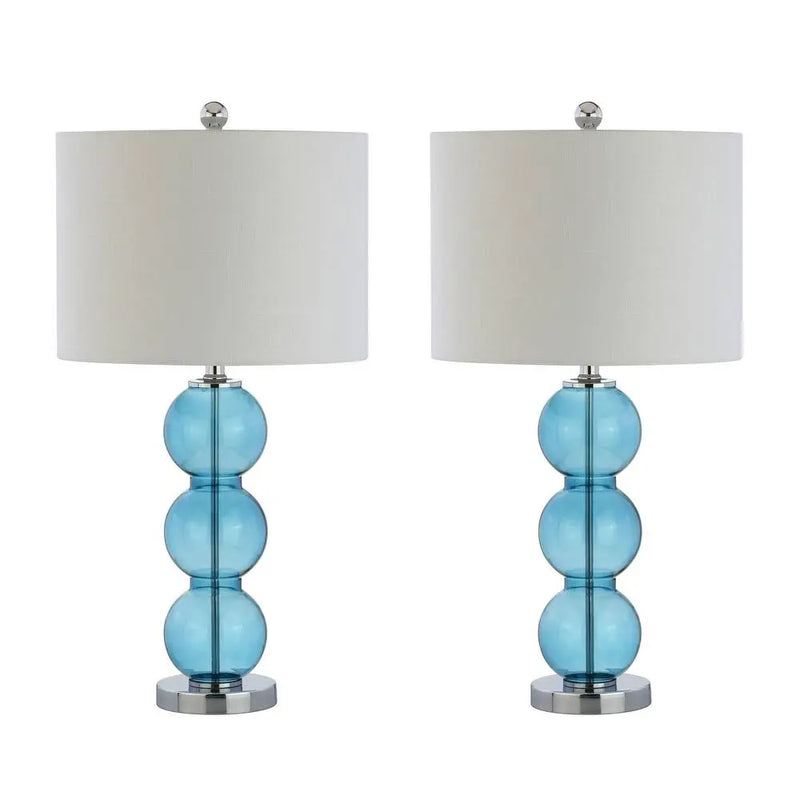 Set of Two 27" Silver Novelty Table Lamps With Drum Shades Homeroots Lighting
