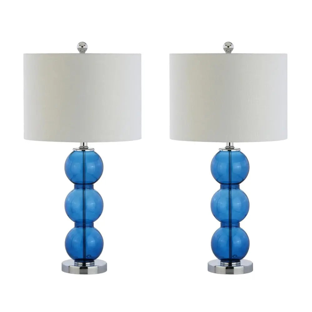 Set of Two 27" Silver Novelty Table Lamps With Drum Shades Homeroots Lighting