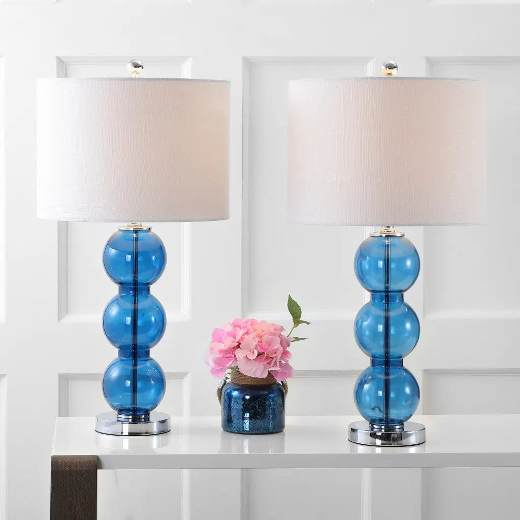 Set of Two 27" Silver Novelty Table Lamps With Drum Shades Homeroots Lighting