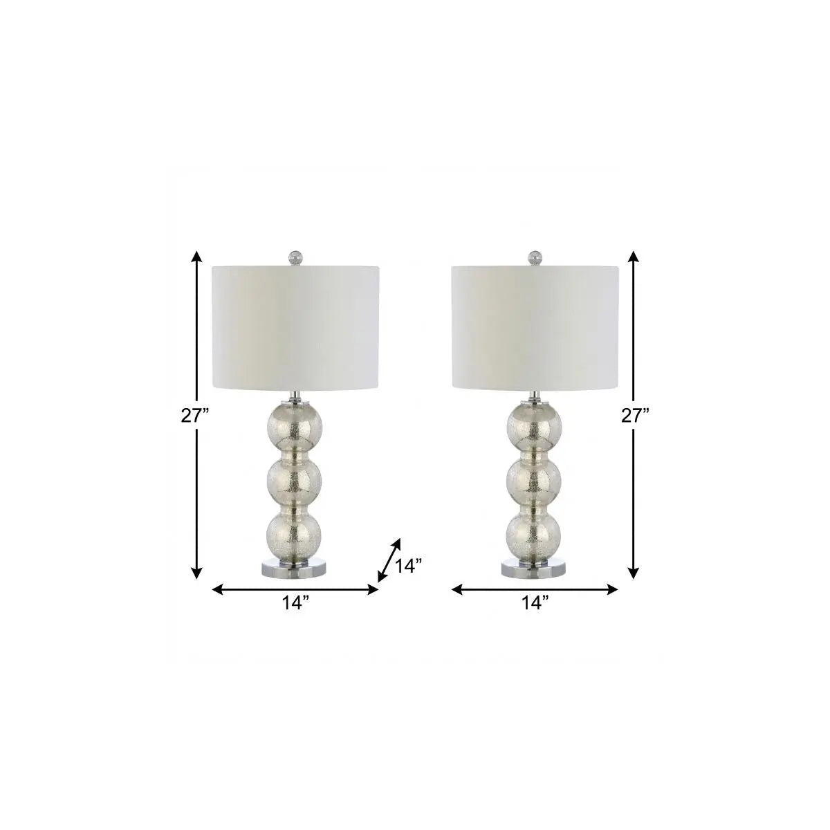 Set of Two 27" Silver Novelty Table Lamps With Drum Shades Homeroots Lighting