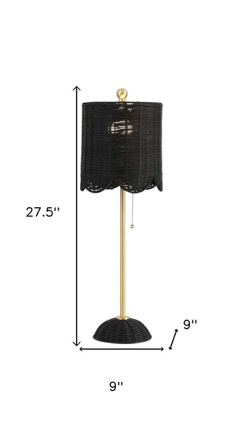 Set of Two 28" Black Table Lamps With Drum Shades Homeroots Lighting