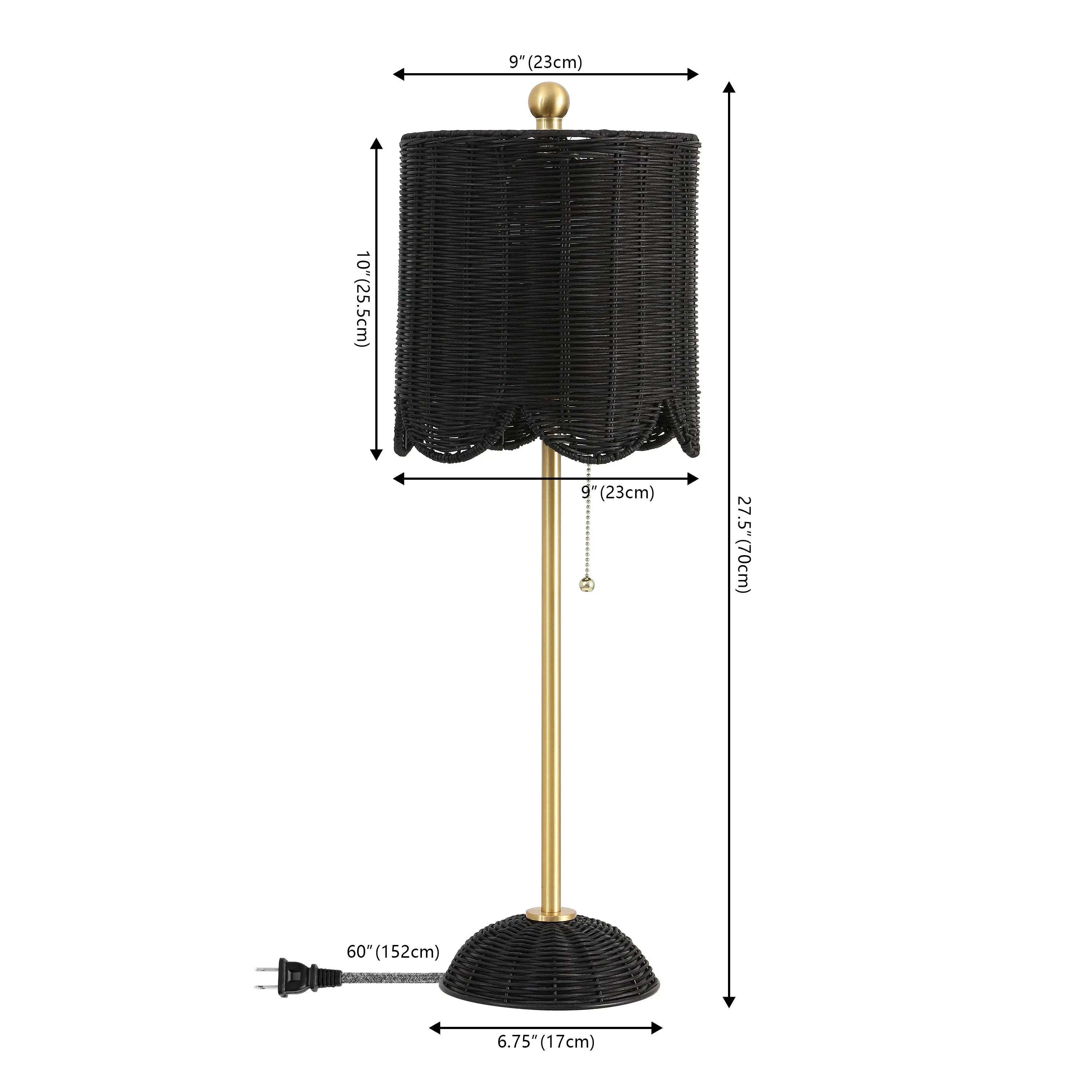 Set of Two 28" Black Table Lamps With Drum Shades Homeroots Lighting