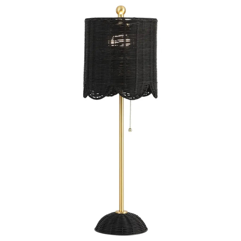 Set of Two 28" Black Table Lamps With Drum Shades Homeroots Lighting