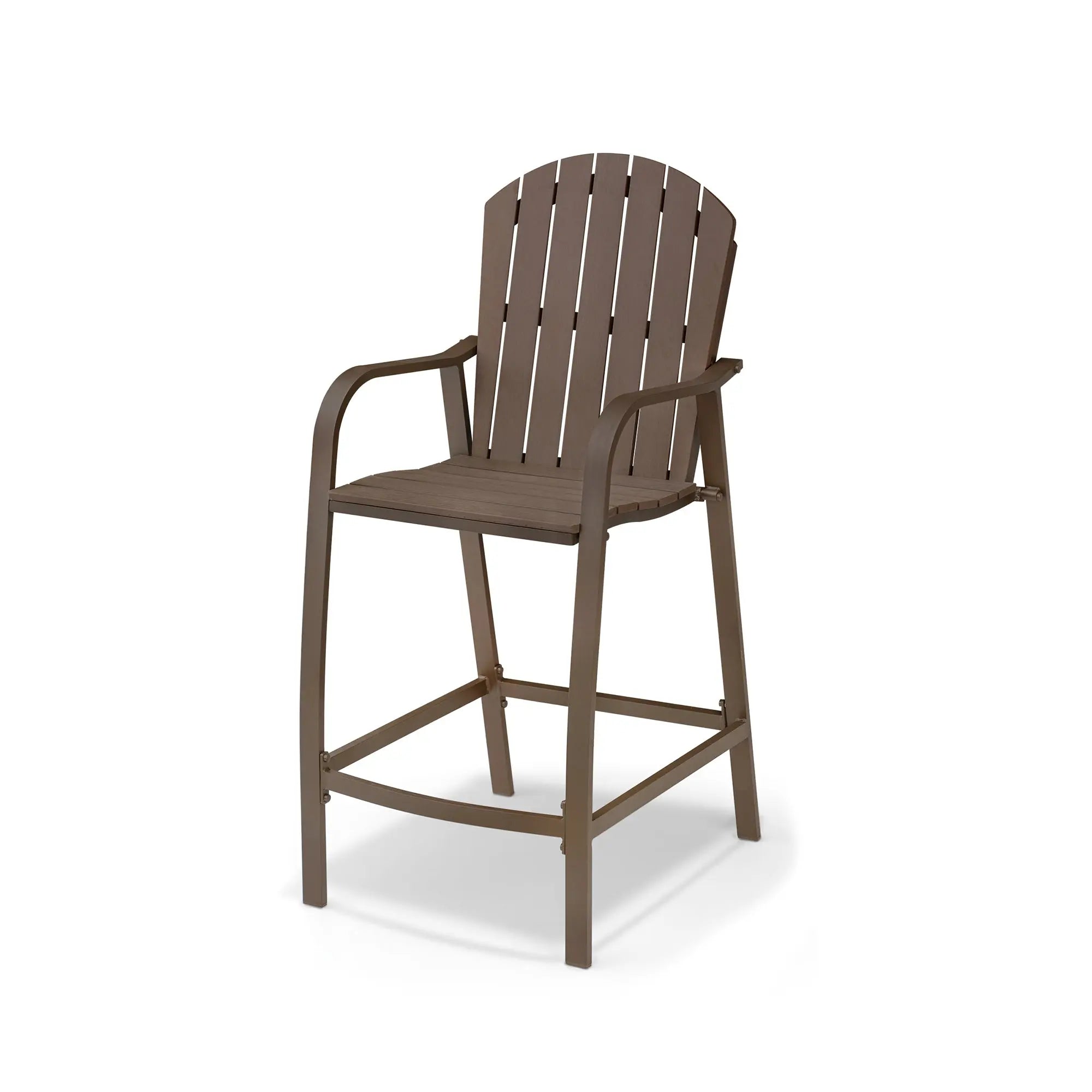 Set of Two 28" Brown Aluminum Outdoor Bar Height Chairs with Footrest Homeroots Outdoor