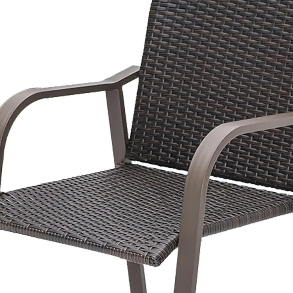 Set of Two 28" Brown Aluminum Outdoor Counter Height Bar Chairs with Footrest Homeroots Outdoor