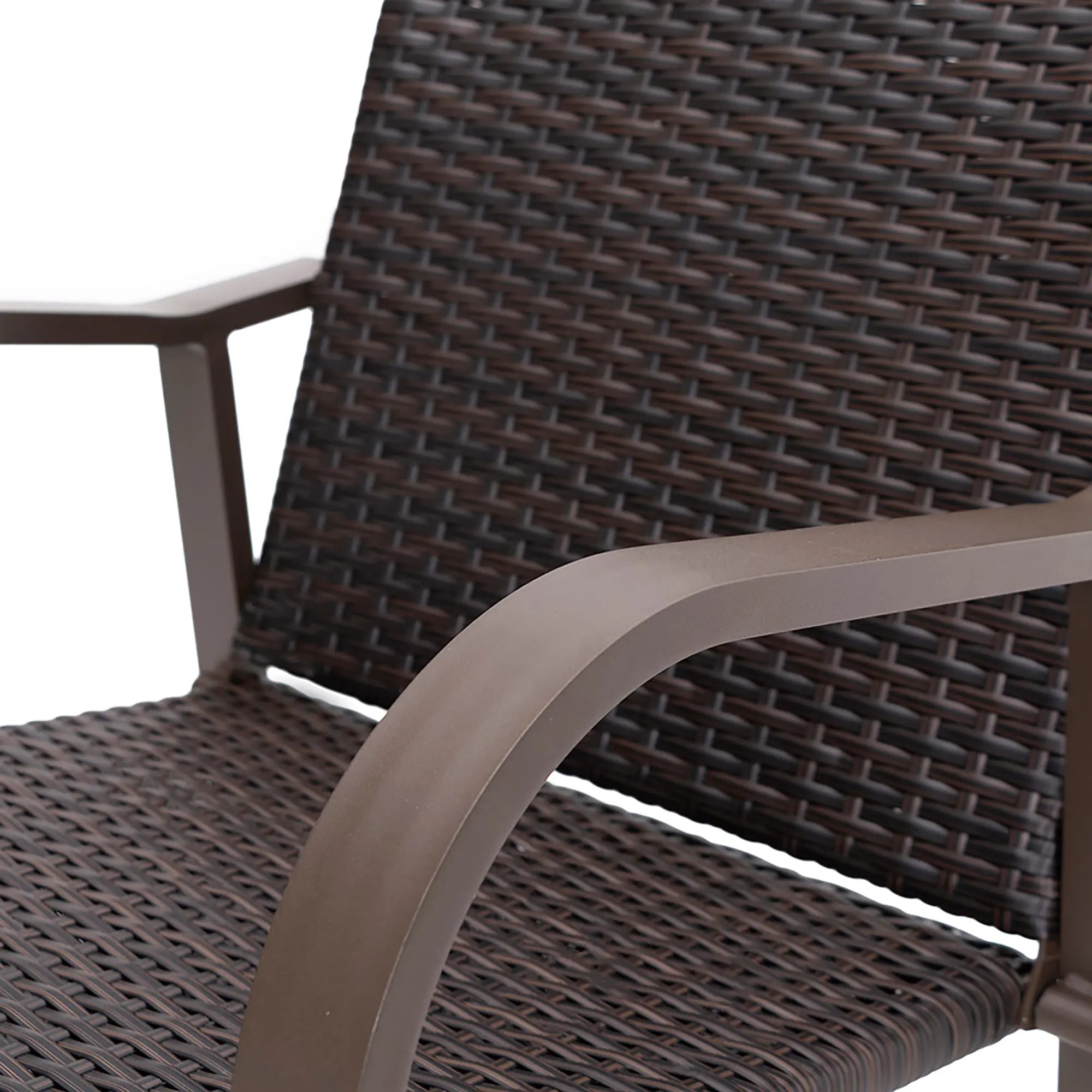 Set of Two 28" Brown Aluminum Outdoor Counter Height Bar Chairs with Footrest Homeroots Outdoor