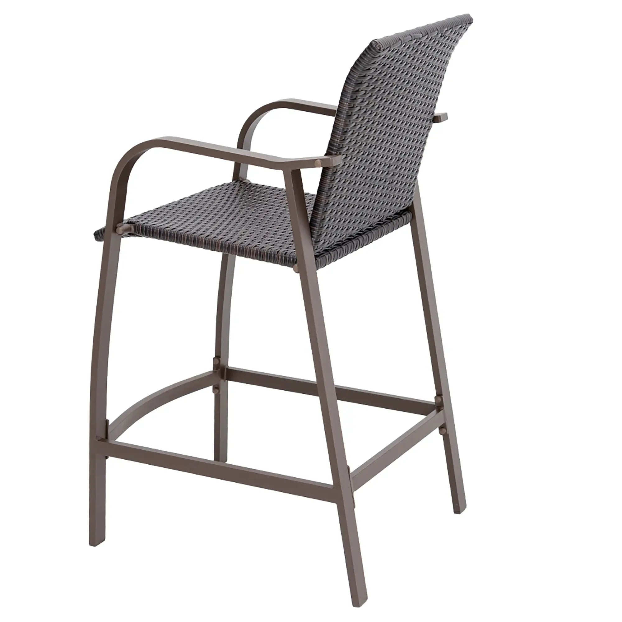 Set of Two 28" Brown Aluminum Outdoor Counter Height Bar Chairs with Footrest Homeroots Outdoor