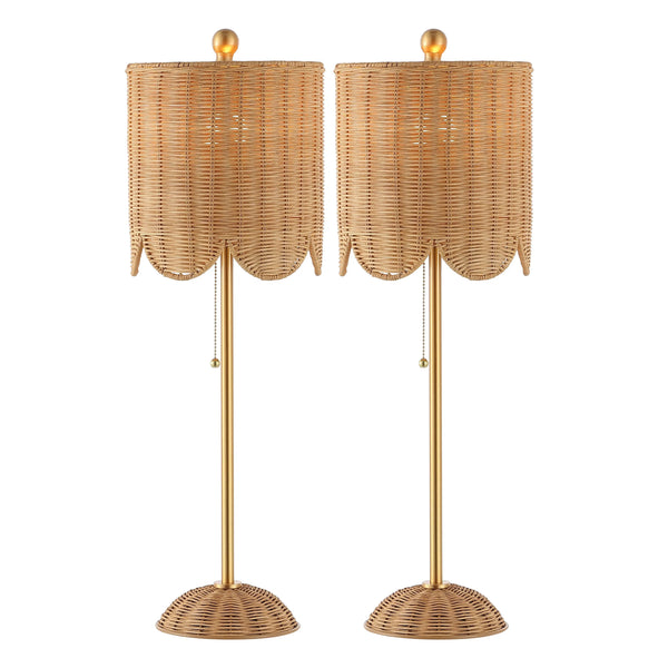 Set of Two 28" Brown Table Lamps With Drum Shades Homeroots Lighting