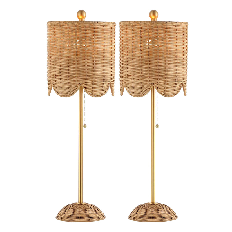 Set of Two 28" Brown Table Lamps With Drum Shades Homeroots Lighting