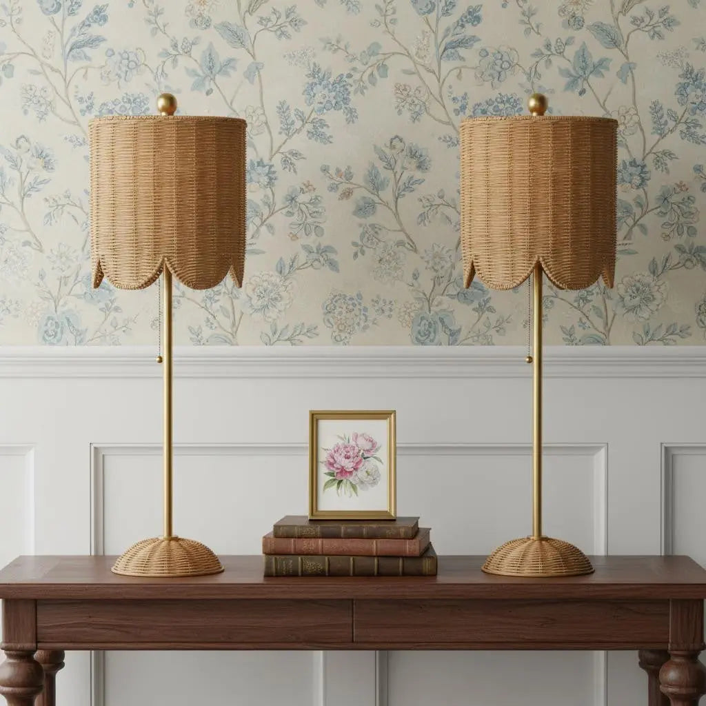 Set of Two 28" Brown Table Lamps With Drum Shades Homeroots Lighting