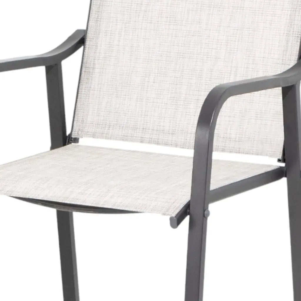 Set of Two 28" Gray Steel Outdoor Bar Height Chairs with Footrest Homeroots Outdoor
