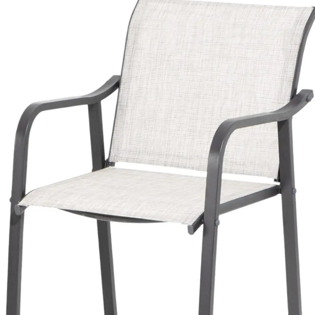 Set of Two 28" Gray Steel Outdoor Bar Height Chairs with Footrest Homeroots Outdoor
