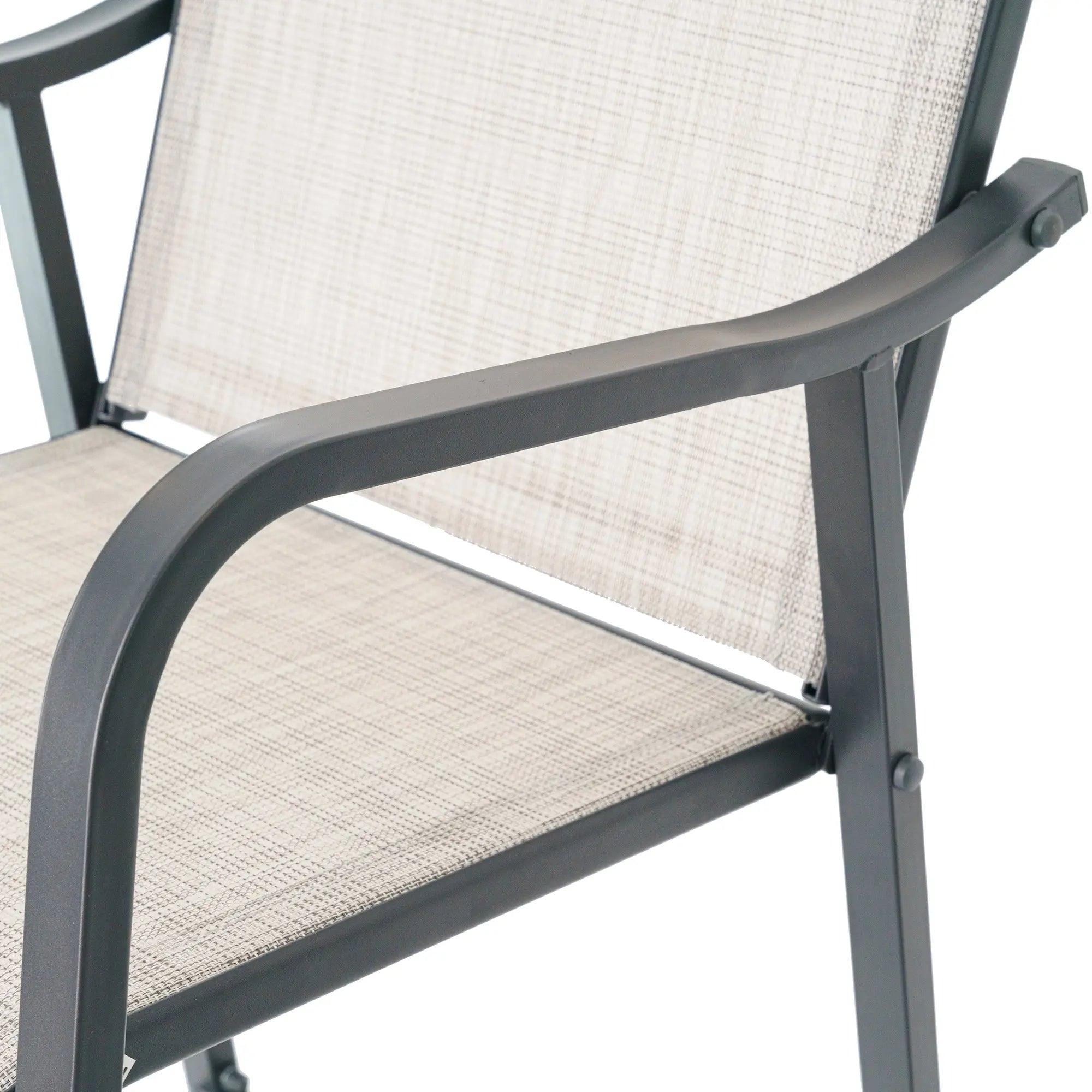 Set of Two 28" Gray Steel Outdoor Bar Height Chairs with Footrest Homeroots Outdoor