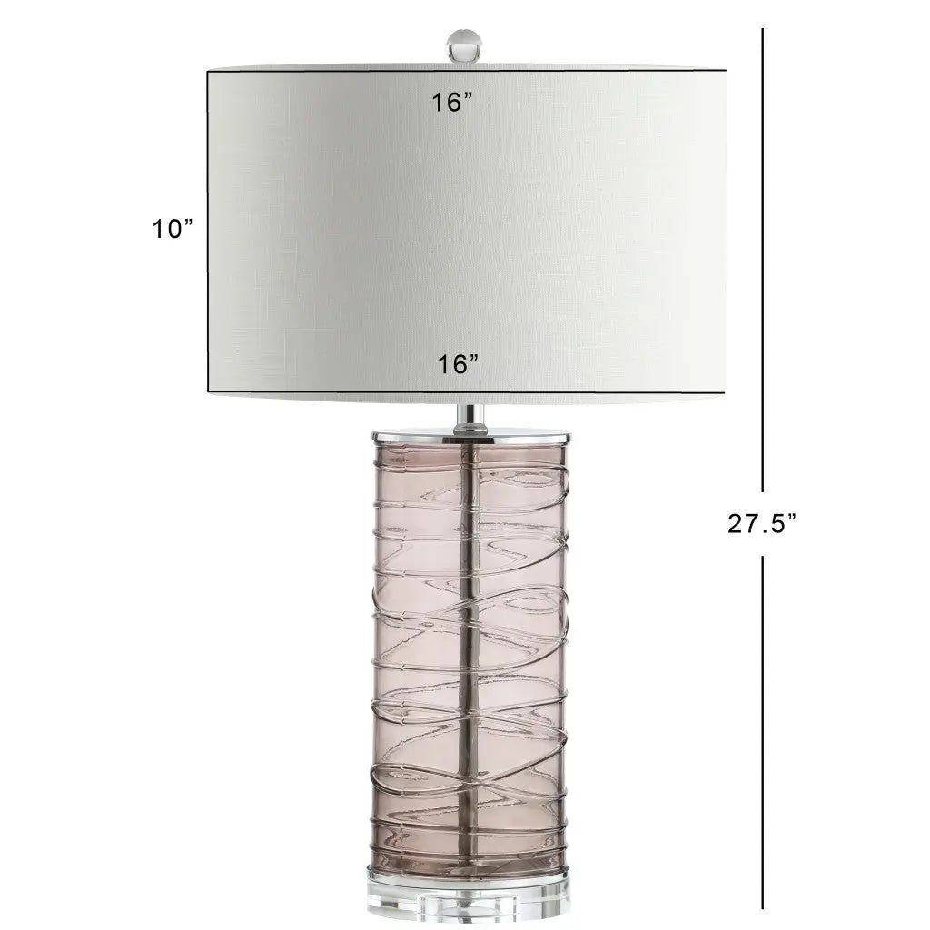 Set of Two 28" Mauve Table Lamps With Drum Shades Homeroots Lighting
