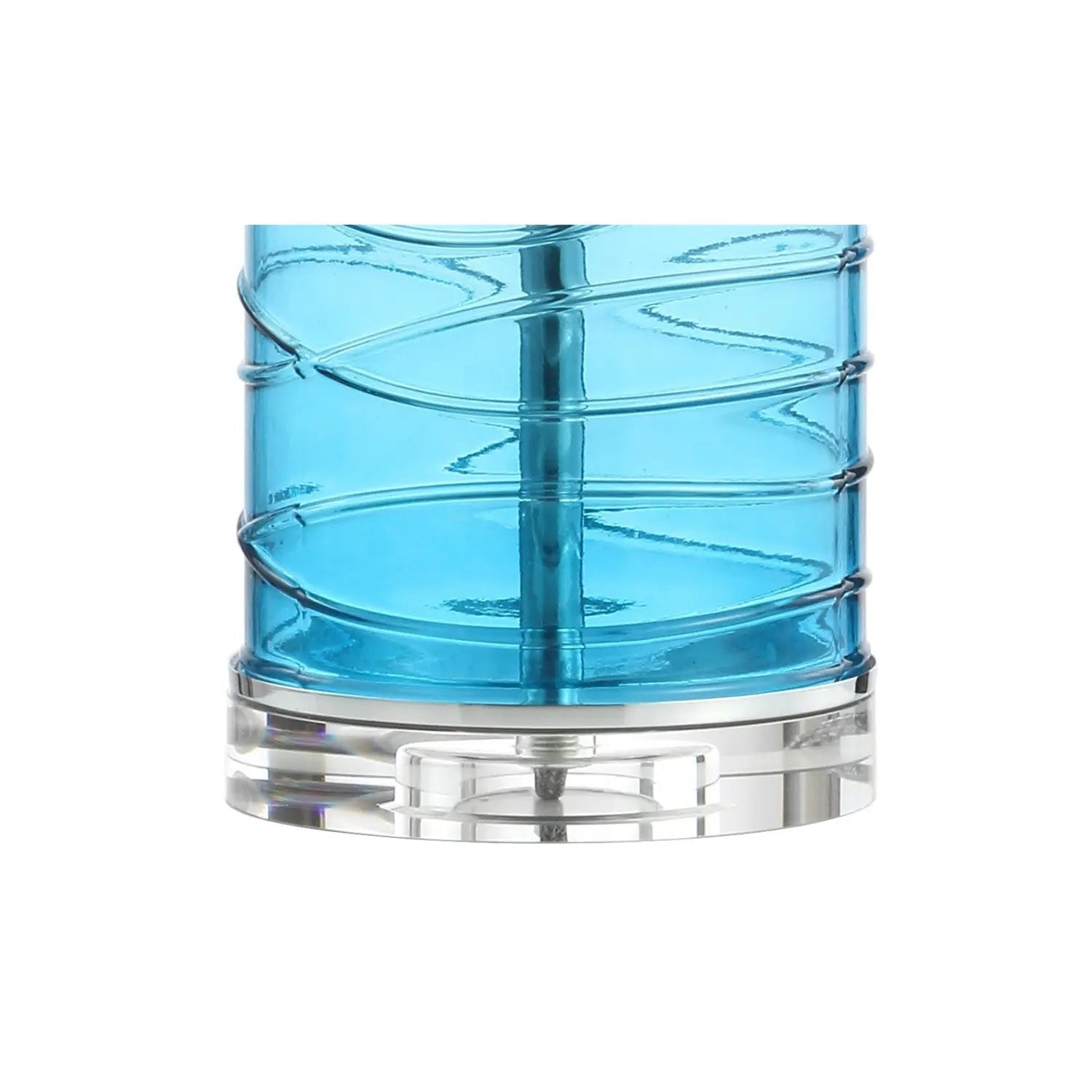 Set of Two 28" Turquoise And Clear Novelty Table Lamps With Drum Shades Homeroots Lighting