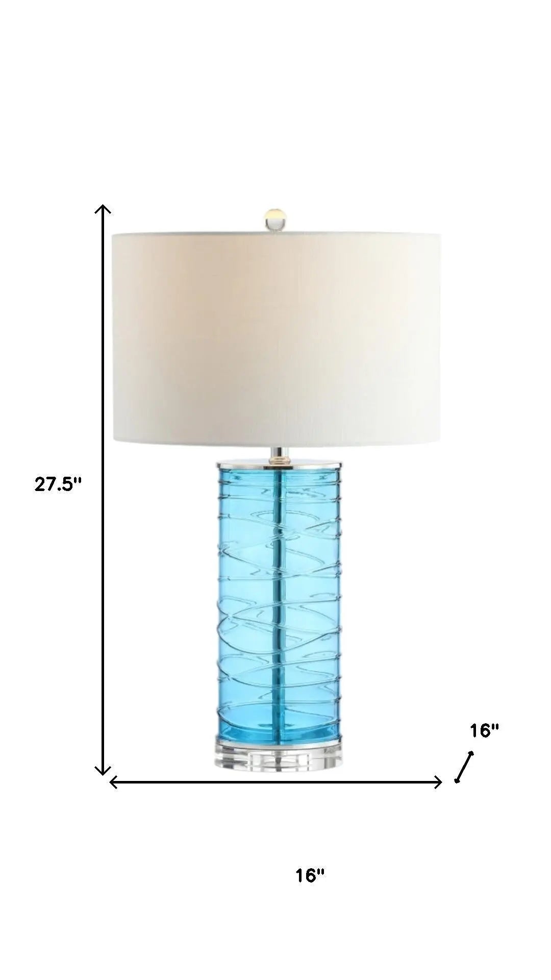 Set of Two 28" Turquoise And Clear Novelty Table Lamps With Drum Shades Homeroots Lighting