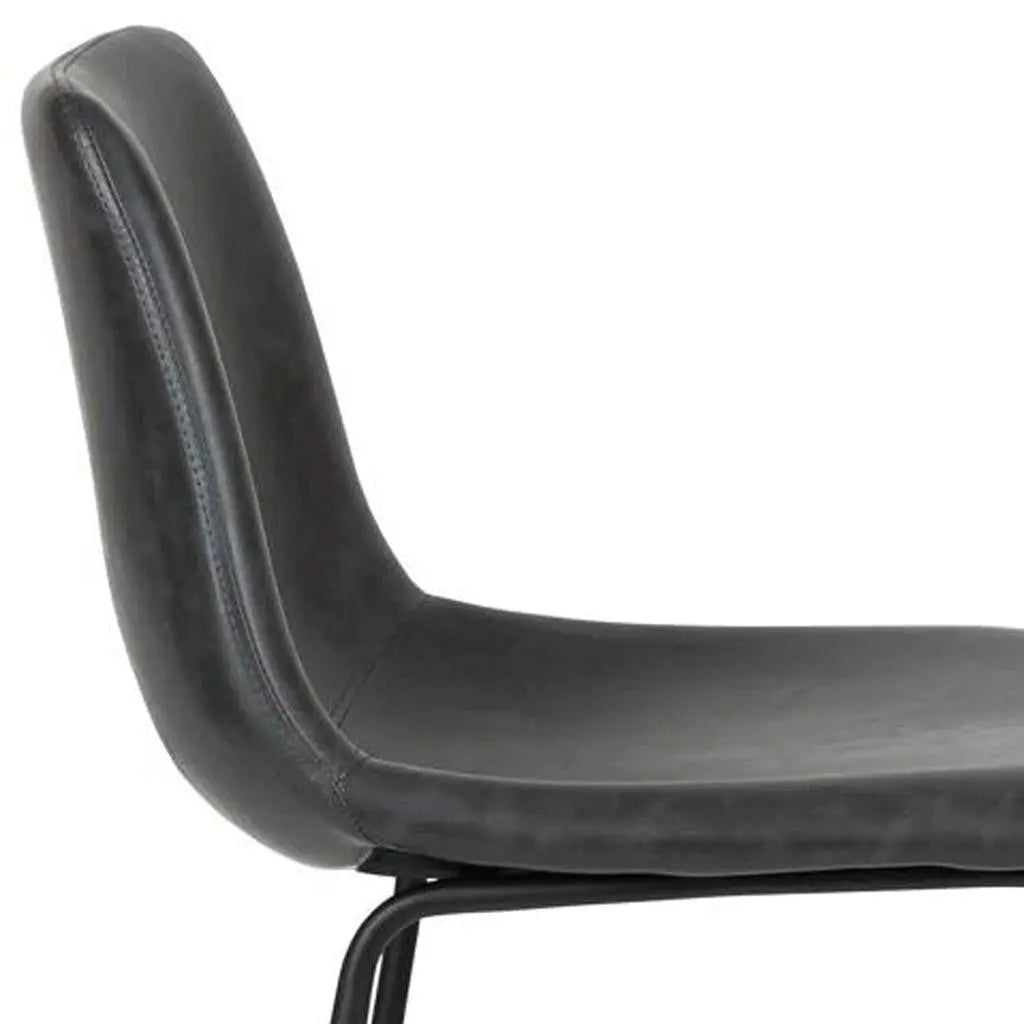 Set of Two 29" Black Faux Leather and Aluminum Bar Height Bar Chairs Homeroots Living Room