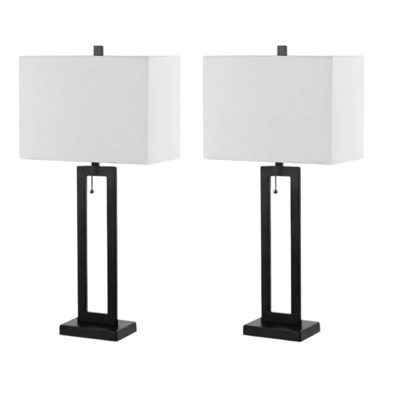 Set of Two 29" Black Table Lamps With Shades Homeroots Lighting