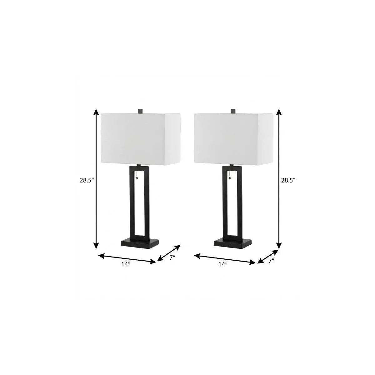Set of Two 29" Black Table Lamps With Shades Homeroots Lighting